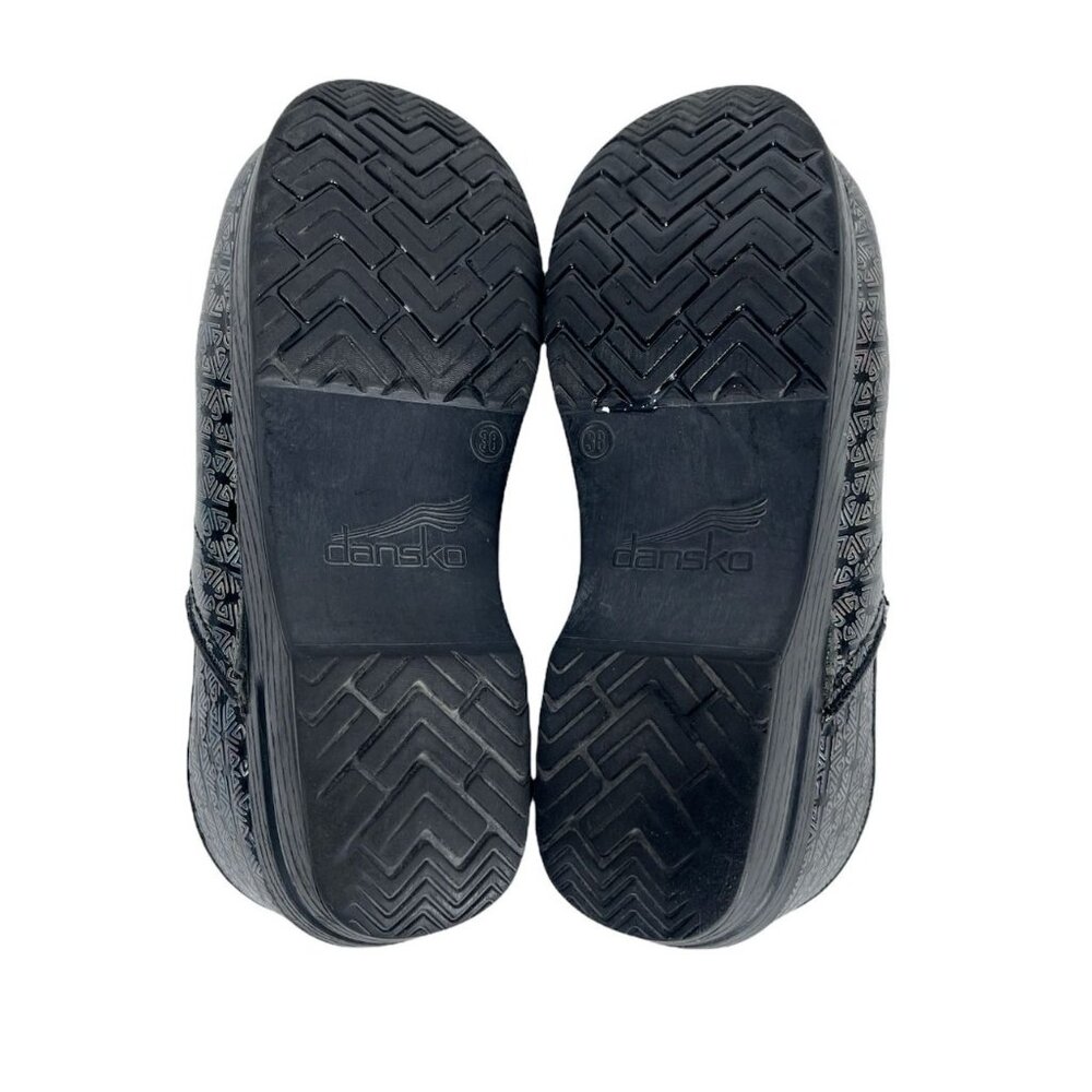 Dansko Patent Leather Clogs Metallic Silver & Black Mules Slip-Ons Size 38 - Picture 9 of 10